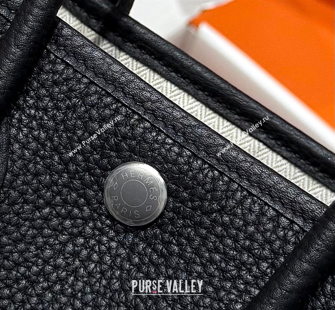 Hermes Garden Party Mini Bag 23cm in Negonda Leather Black/Silver 2026 (Half Handmade) (FL-260131032)