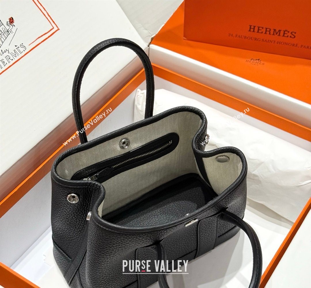 Hermes Garden Party Mini Bag 23cm in Negonda Leather Black/Silver 2026 (Half Handmade) (FL-260131032)