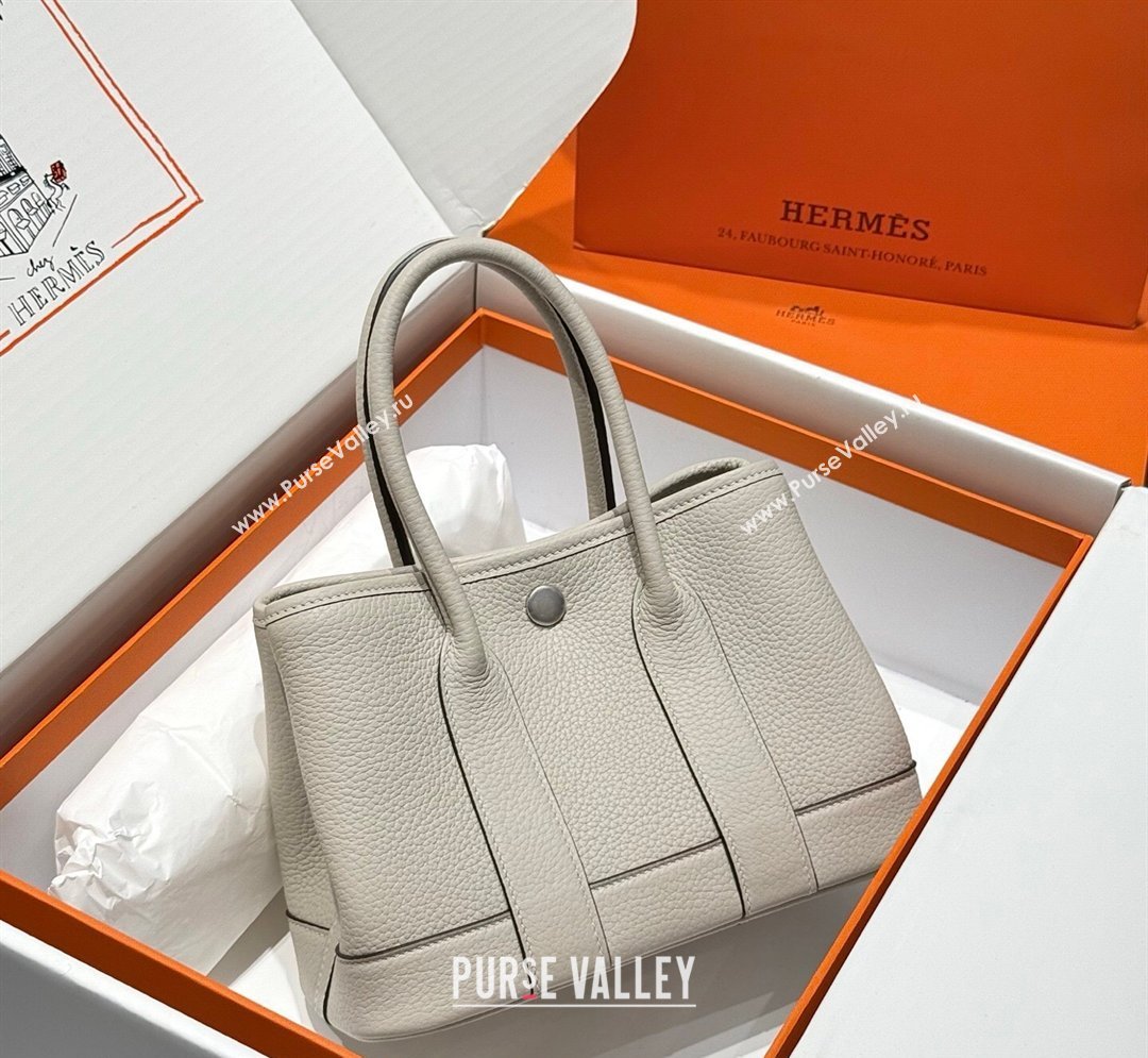 Hermes Garden Party Mini Bag 23cm in Negonda Leather Cream White/Silver 2026 (Half Handmade) (FL-260131033)