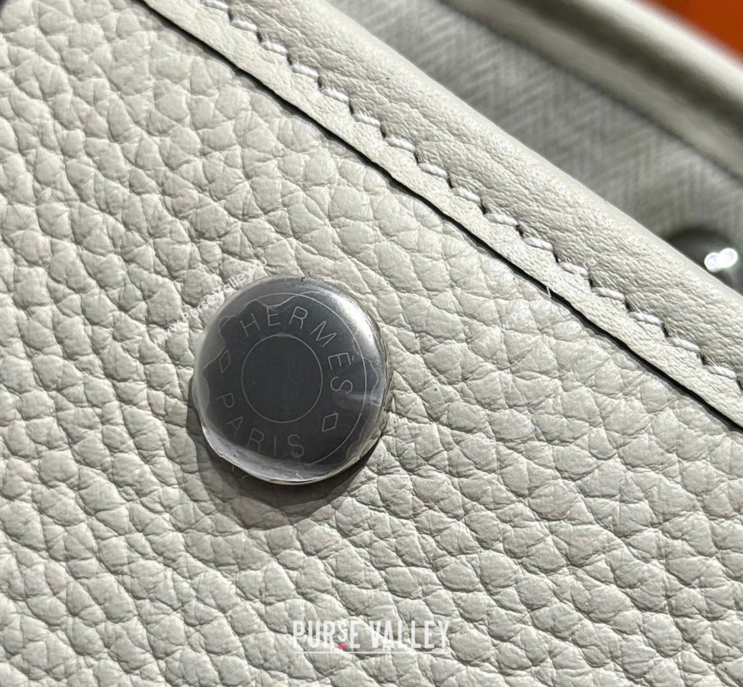 Hermes Garden Party Mini Bag 23cm in Negonda Leather Cream White/Silver 2026 (Half Handmade) (FL-260131033)