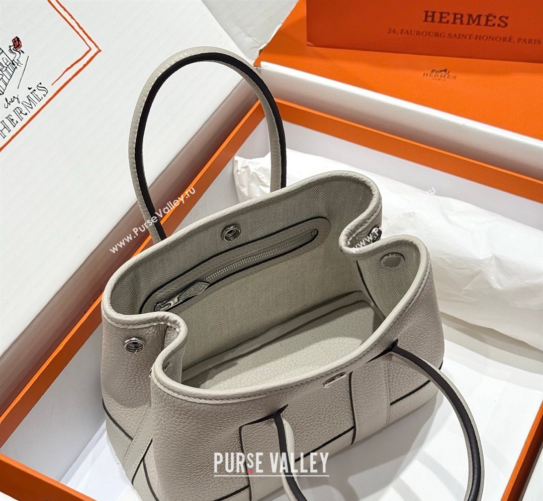 Hermes Garden Party Mini Bag 23cm in Negonda Leather Cream White/Silver 2026 (Half Handmade) (FL-260131033)