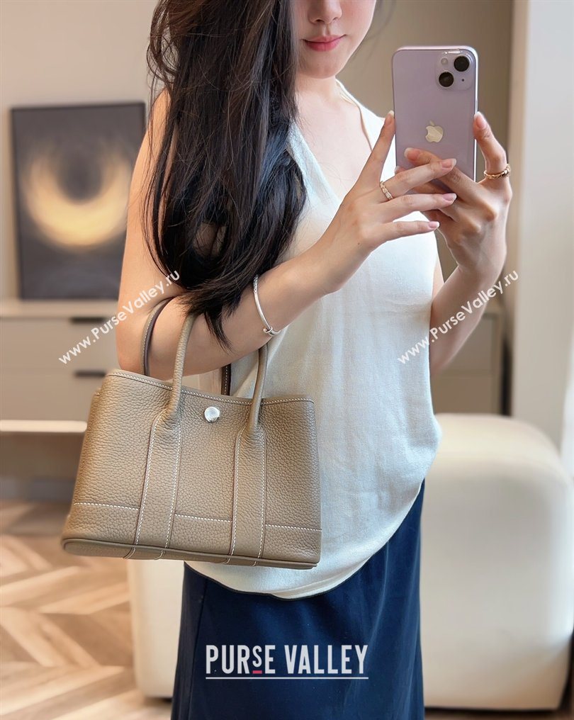 Hermes Garden Party Mini Bag 23cm in Negonda Leather Elephant Grey/Silver 2026 (Half Handmade) (FL-260131034)