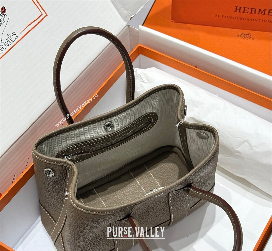Hermes Garden Party Mini Bag 23cm in Negonda Leather Elephant Grey/Silver 2026 (Half Handmade) (FL-260131034)
