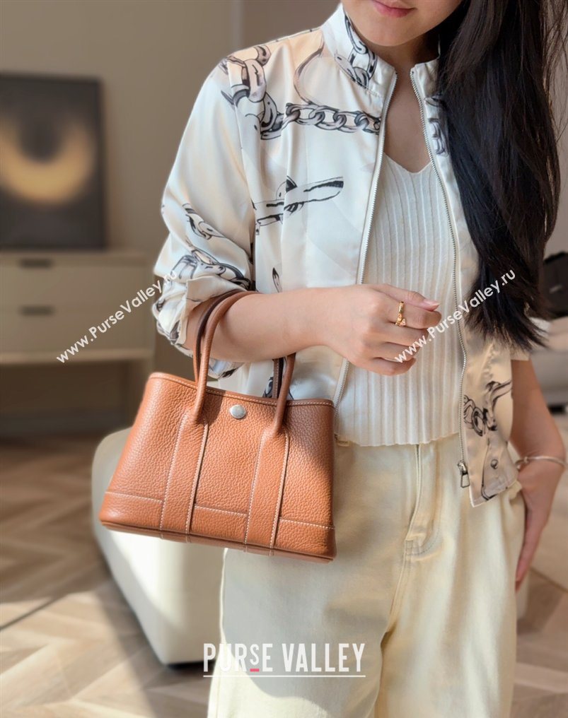 Hermes Garden Party Mini Bag 23cm in Negonda Leather Brown/Silver 2026 (Half Handmade) (FL-260131037)