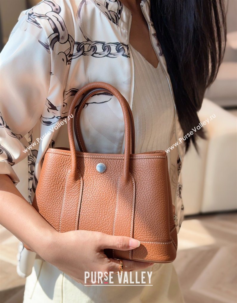Hermes Garden Party Mini Bag 23cm in Negonda Leather Brown/Silver 2026 (Half Handmade) (FL-260131037)