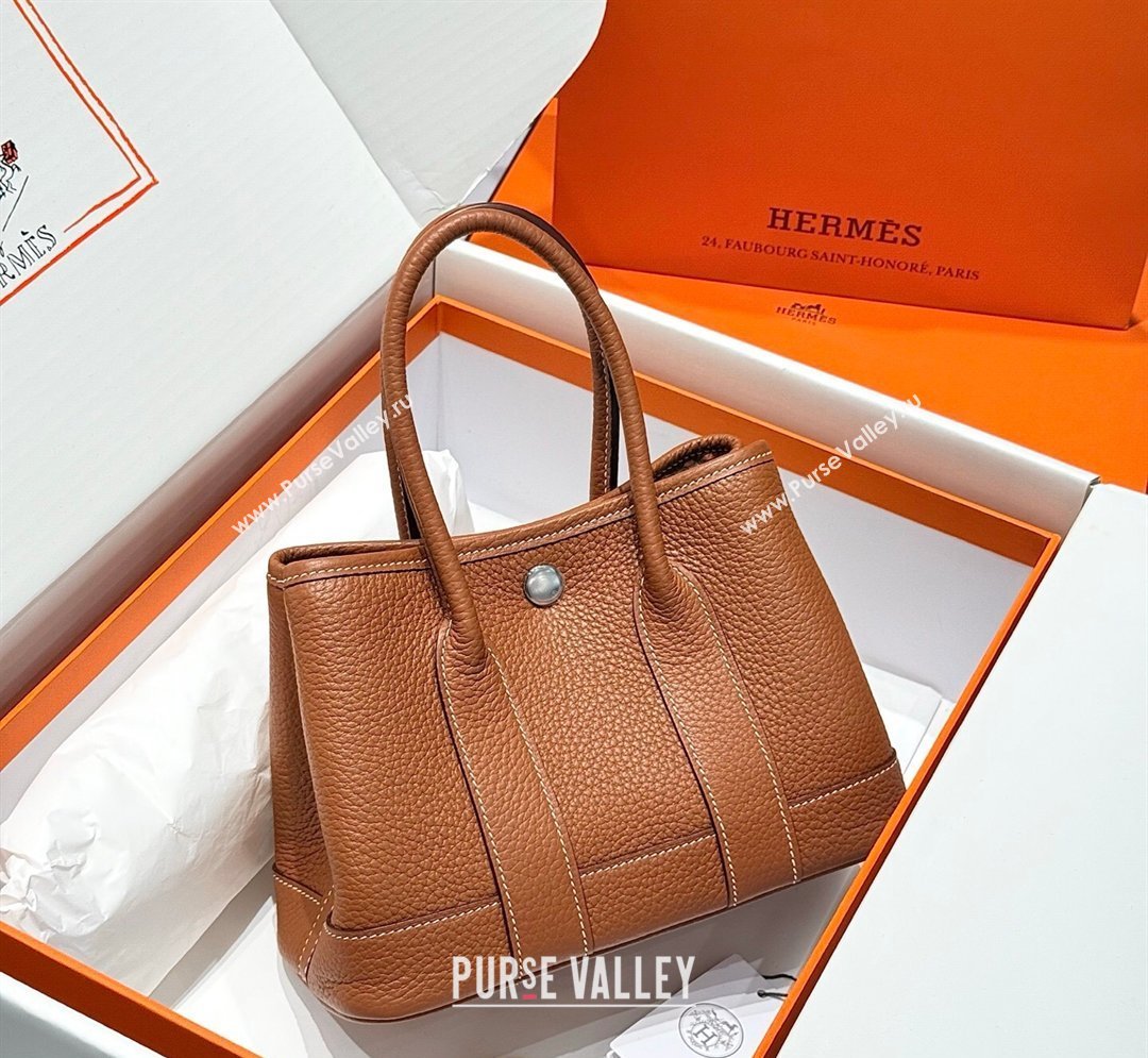 Hermes Garden Party Mini Bag 23cm in Negonda Leather Brown/Silver 2026 (Half Handmade) (FL-260131037)
