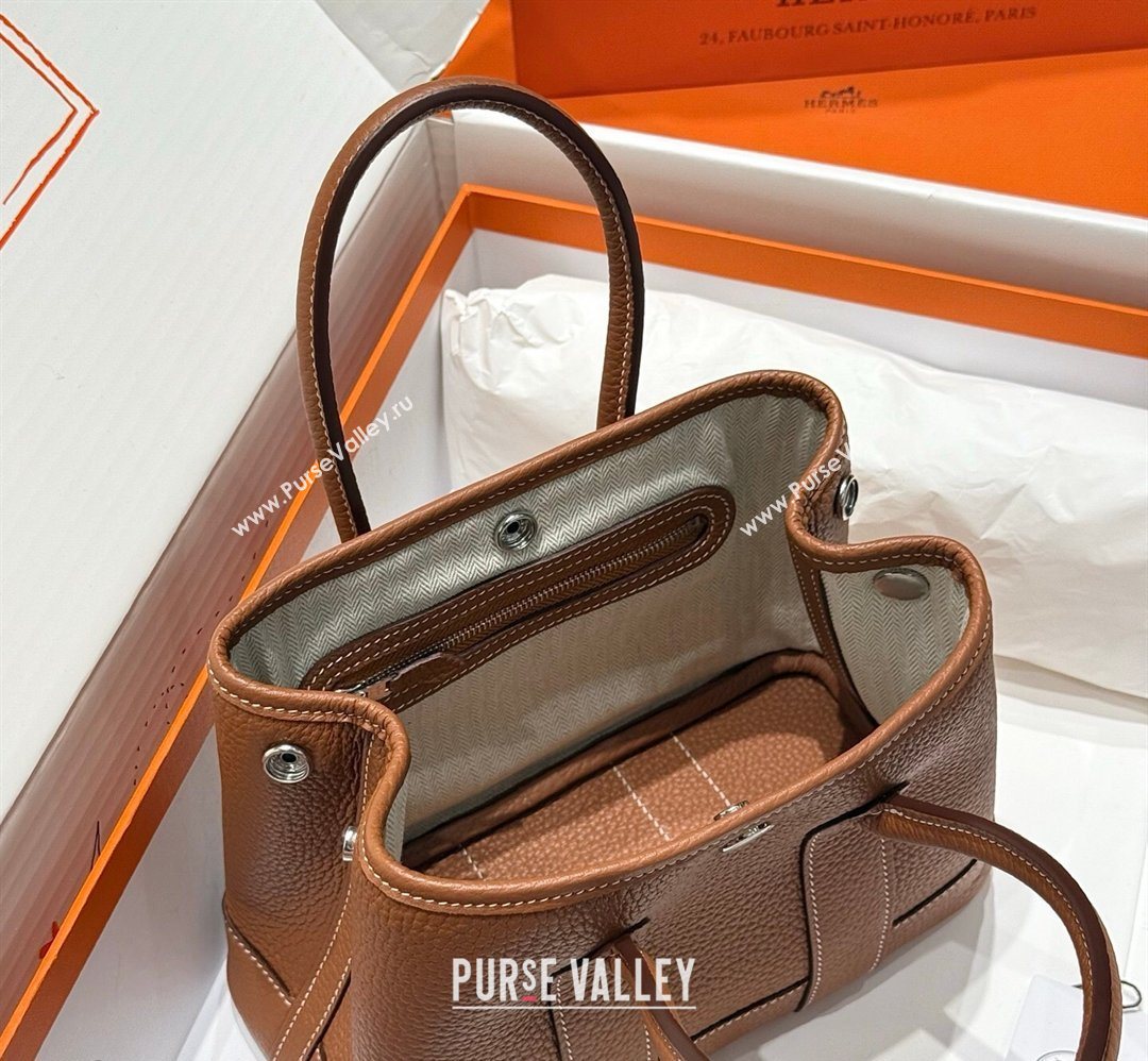 Hermes Garden Party Mini Bag 23cm in Negonda Leather Brown/Silver 2026 (Half Handmade) (FL-260131037)