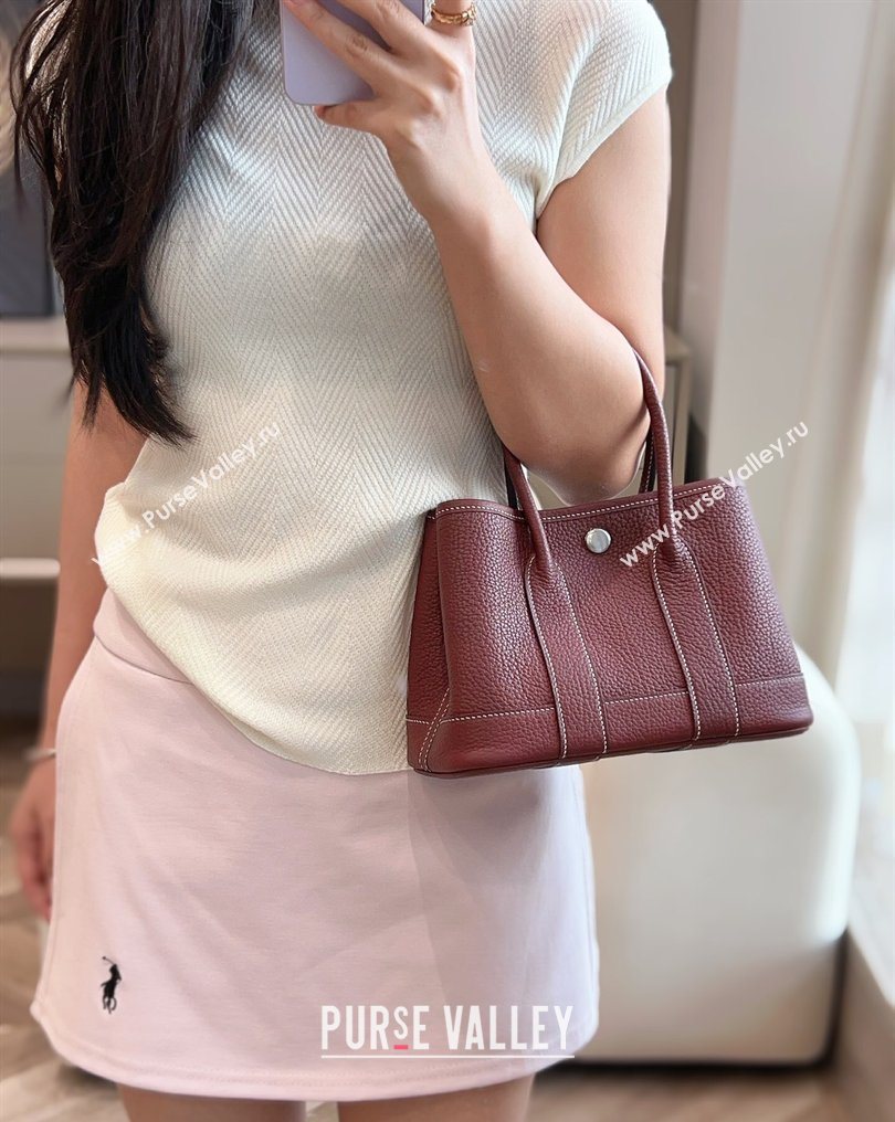 Hermes Garden Party Mini Bag 23cm in Negonda Leather Stone Red/Silver 2026 (Half Handmade) (FL-260131038)
