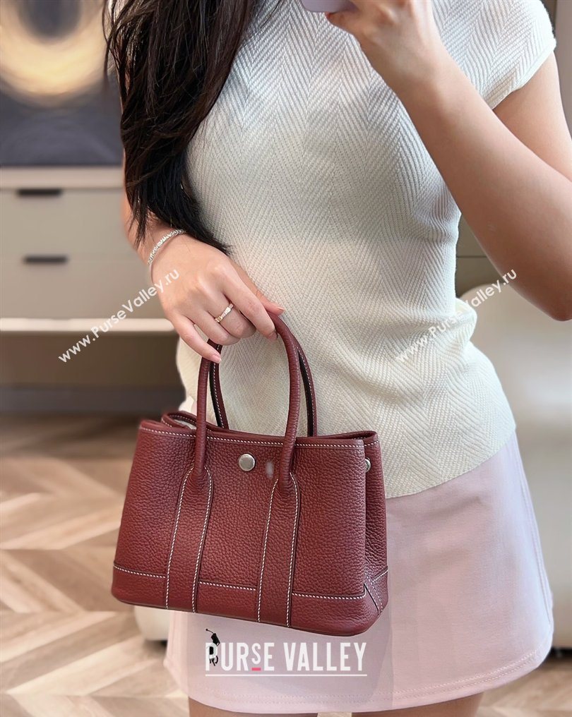 Hermes Garden Party Mini Bag 23cm in Negonda Leather Stone Red/Silver 2026 (Half Handmade) (FL-260131038)