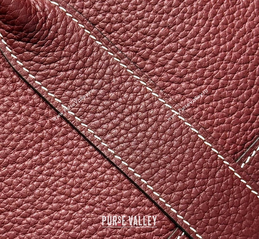 Hermes Garden Party Mini Bag 23cm in Negonda Leather Stone Red/Silver 2026 (Half Handmade) (FL-260131038)