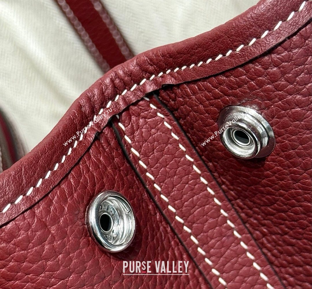 Hermes Garden Party Mini Bag 23cm in Negonda Leather Stone Red/Silver 2026 (Half Handmade) (FL-260131038)