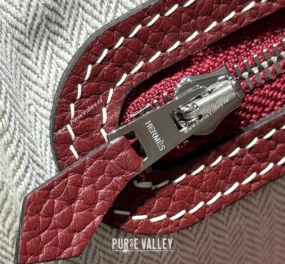 Hermes Garden Party Mini Bag 23cm in Negonda Leather Stone Red/Silver 2026 (Half Handmade) (FL-260131038)