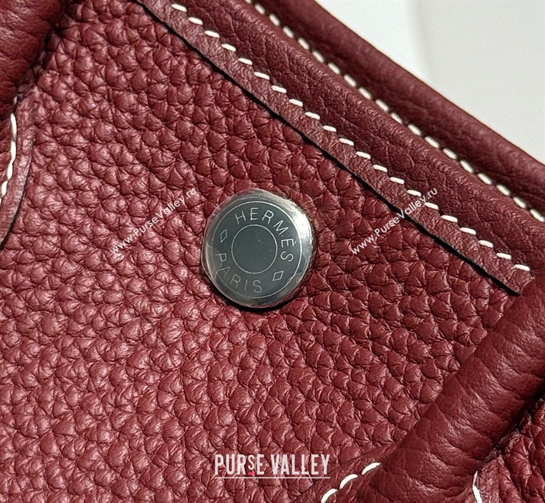Hermes Garden Party Mini Bag 23cm in Negonda Leather Stone Red/Silver 2026 (Half Handmade) (FL-260131038)