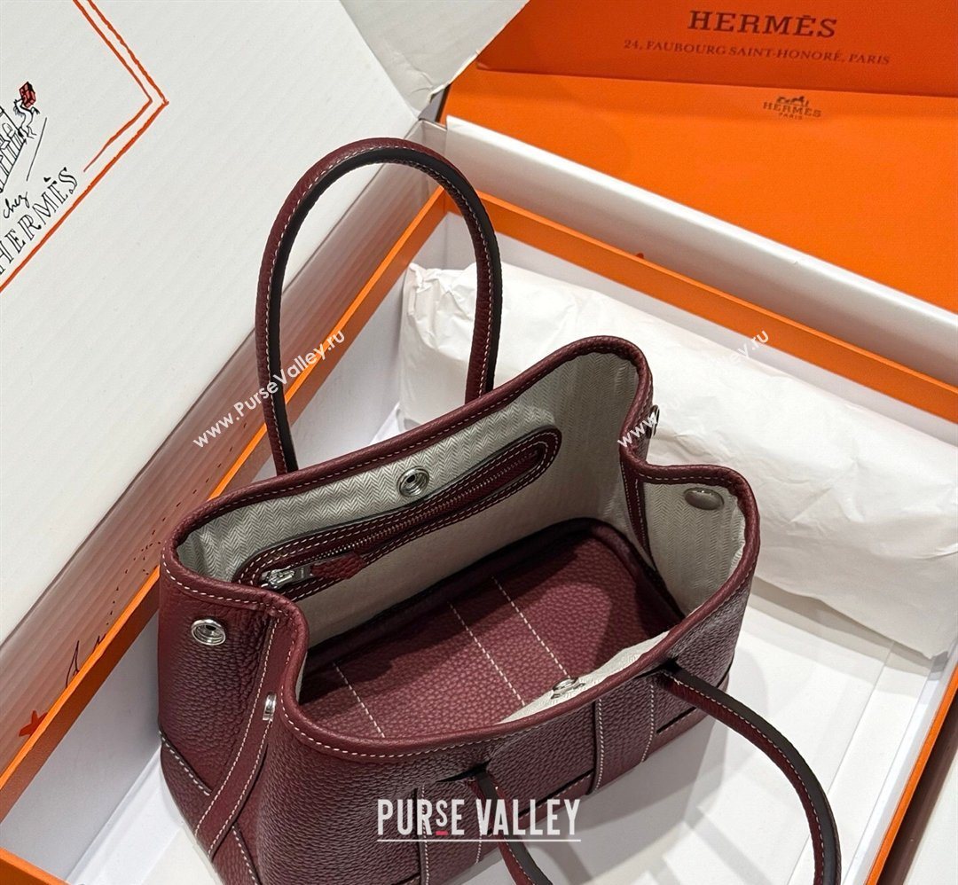 Hermes Garden Party Mini Bag 23cm in Negonda Leather Stone Red/Silver 2026 (Half Handmade) (FL-260131038)