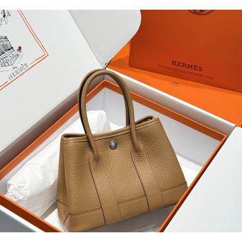 Hermes Garden Party Mini Bag 23cm in Negonda Leather Biscuits/Silver 2026 (Half Handmade) (FL-260131041)