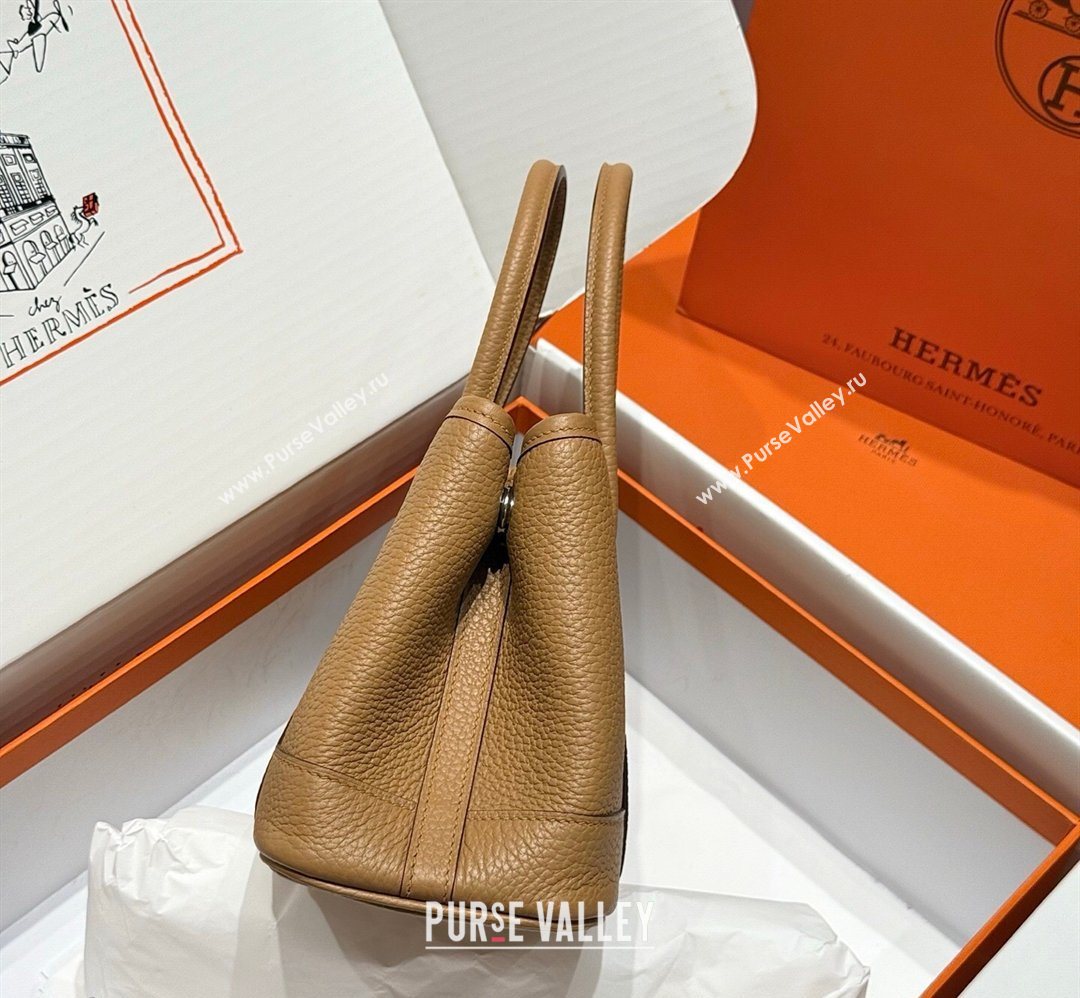 Hermes Garden Party Mini Bag 23cm in Negonda Leather Biscuits/Silver 2026 (Half Handmade) (FL-260131041)