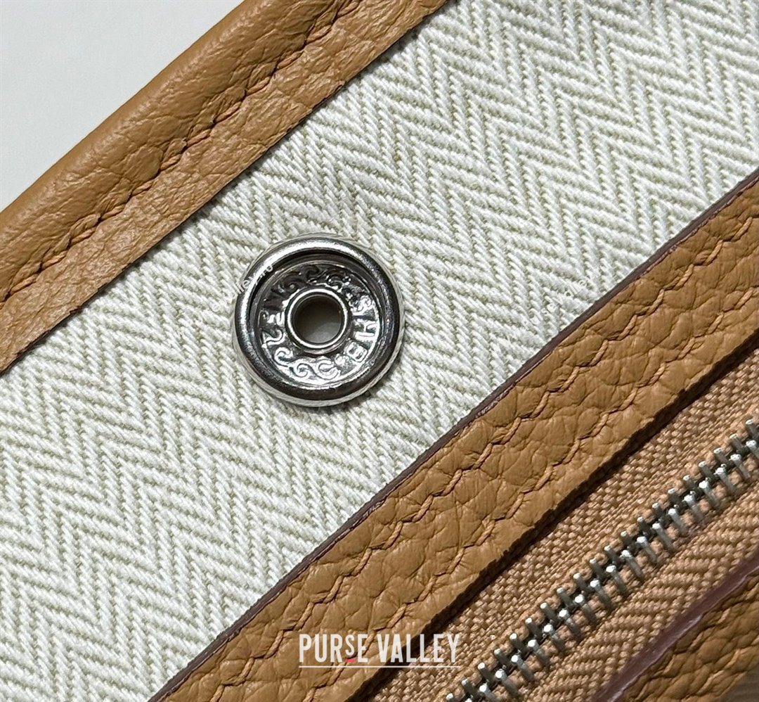 Hermes Garden Party Mini Bag 23cm in Negonda Leather Biscuits/Silver 2026 (Half Handmade) (FL-260131041)