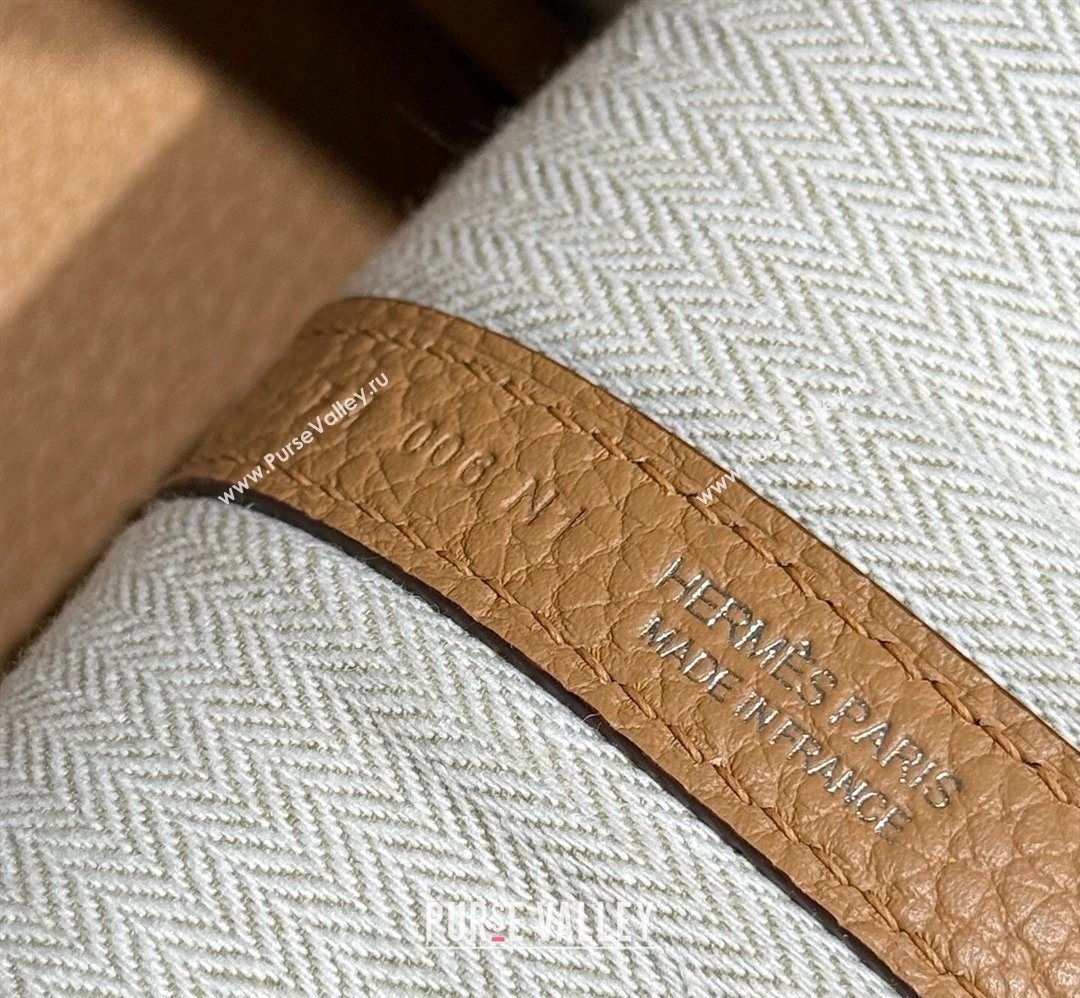 Hermes Garden Party Mini Bag 23cm in Negonda Leather Biscuits/Silver 2026 (Half Handmade) (FL-260131041)
