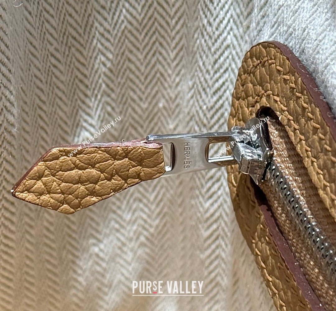 Hermes Garden Party Mini Bag 23cm in Negonda Leather Biscuits/Silver 2026 (Half Handmade) (FL-260131041)