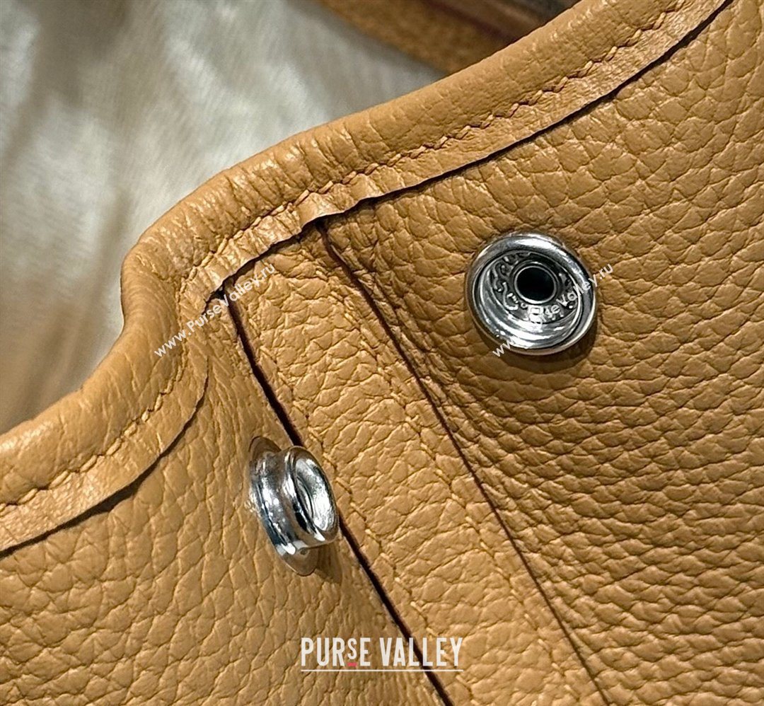 Hermes Garden Party Mini Bag 23cm in Negonda Leather Biscuits/Silver 2026 (Half Handmade) (FL-260131041)