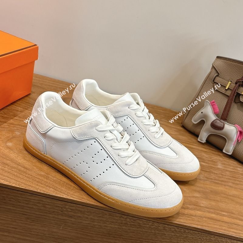 Hermes Match Sneakers in Suede and Calfskin Leather White/Grey 2026 H261863 (XC-260304147)