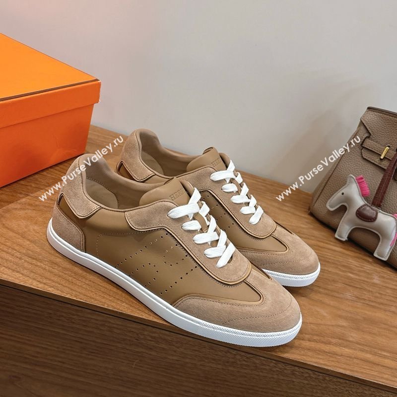Hermes Match Sneakers in Suede and Calfskin Leather Light Brown 2026 H261863 (XC-260304150)