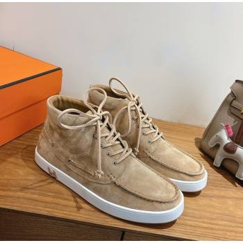 Hermes Suede High top Sneakers Beige1 2026 HS030401 (XC-260304156)