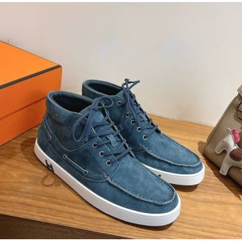 Hermes Suede High top Sneakers Turq Blue 2026 HS030401 (XC-260304157)