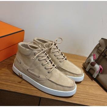 Hermes Suede High top Sneakers Beige2 2026 HS030401 (XC-260304158)