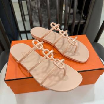 Hermes Mykonos Flat Slides Sandal in TPU with Chaine dAncre Nude 2026 (GDX-260304015)