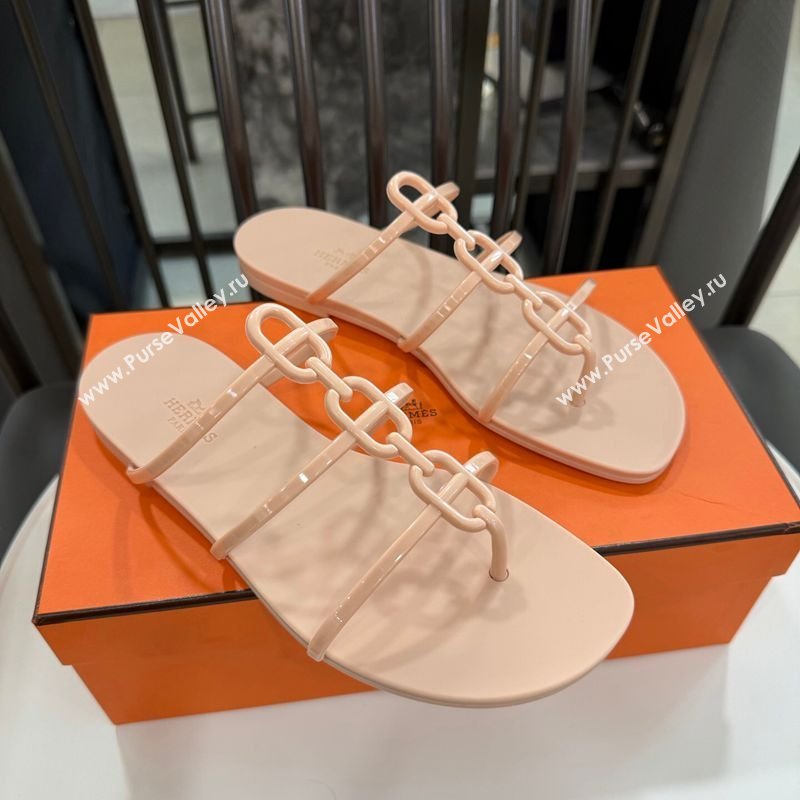 Hermes Mykonos Flat Slides Sandal in TPU with Chaine dAncre Nude 2026 (GDX-260304015)
