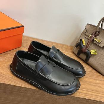 Hermes Lazy Loafers in Smooth Leather H090805 Black 2025 (XC-260304111)