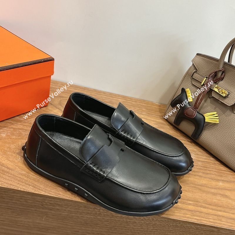 Hermes Lazy Loafers in Smooth Leather H090805 Black 2025 (XC-260304111)