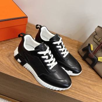 Hermes Bouncing Sneakers in Perforated Calfskin Leather Black/White 2026 H261013 (XC-260304117)