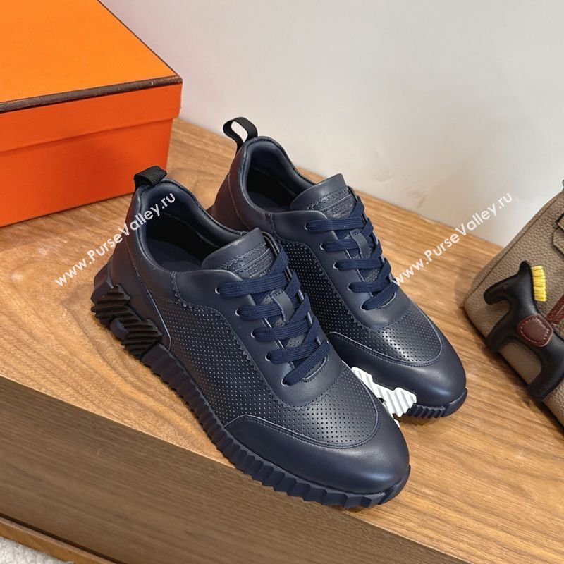 Hermes Bouncing Sneakers in Perforated Calfskin Leather Blue Upper 2026 H261013 (XC-260304118)
