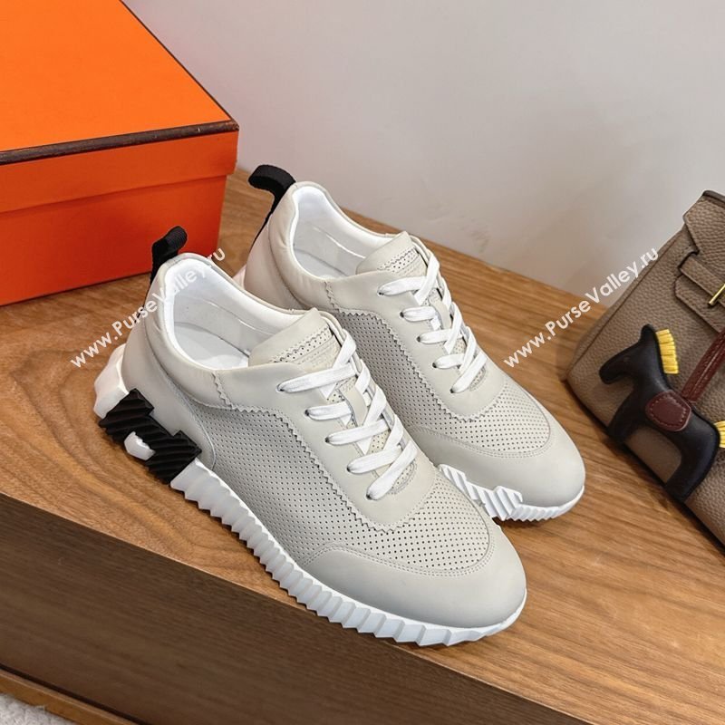 Hermes Bouncing Sneakers in Perforated Calfskin Leather Light Grey 2026 H261013 (XC-260304121)