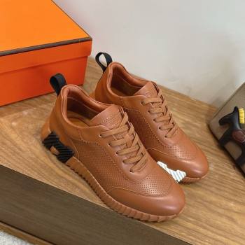 Hermes Bouncing Sneakers in Perforated Calfskin Leather Brown Upper 2026 H261013 (XC-260304124)