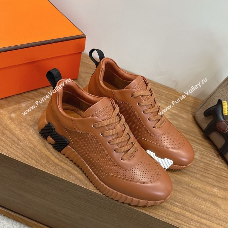 Hermes Bouncing Sneakers in Perforated Calfskin Leather Brown Upper 2026 H261013 (XC-260304124)