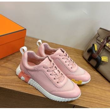 Hermes Bouncing Sneakers in Graphic Mesh and Grained Calfskin Leather Pink 2026 0304 (XC-260304126)