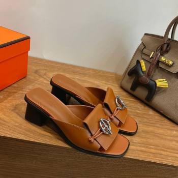 Hermes Heel Slides Sandal 4.5cm in Calfskin Leather with Buckle Brown 2026 HS030401 (XC-260304028)