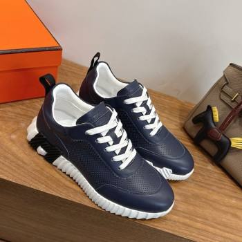 Hermes Bouncing Sneakers in Perforated Calfskin Leather Blue/White 2026 H261013 (XC-260304114)