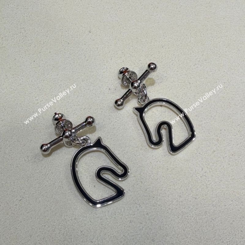 Hermes Tonnerre Earrings Black/Silver 2026 0320 (YF-260320130)