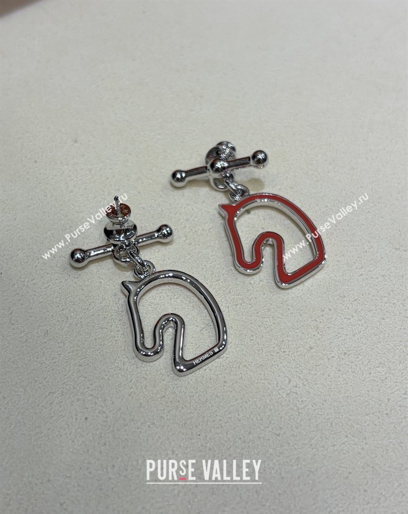 Hermes Tonnerre Earrings Orange/Silver 2026 0320 (YF-260320131)