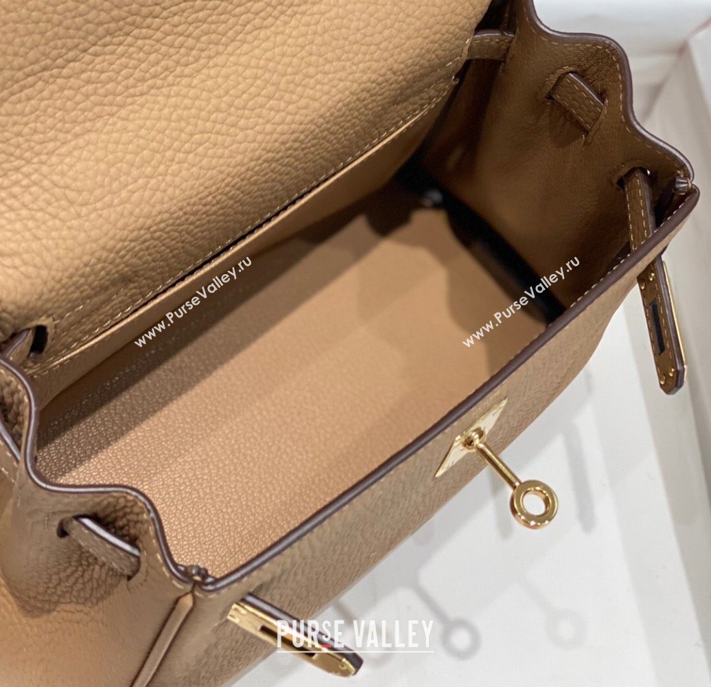 Hermes Kelly Mini Bag 20cm in Togo Calfskin Milky Tea Beige 2023 (FL-231021010)