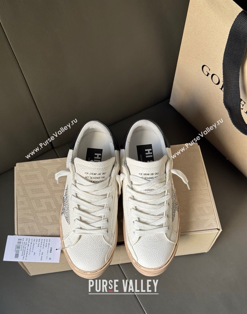 Golden Goose Womens Hi Star Sneakers with star and metallic silver heel 2025 0429 (MD-250429056)