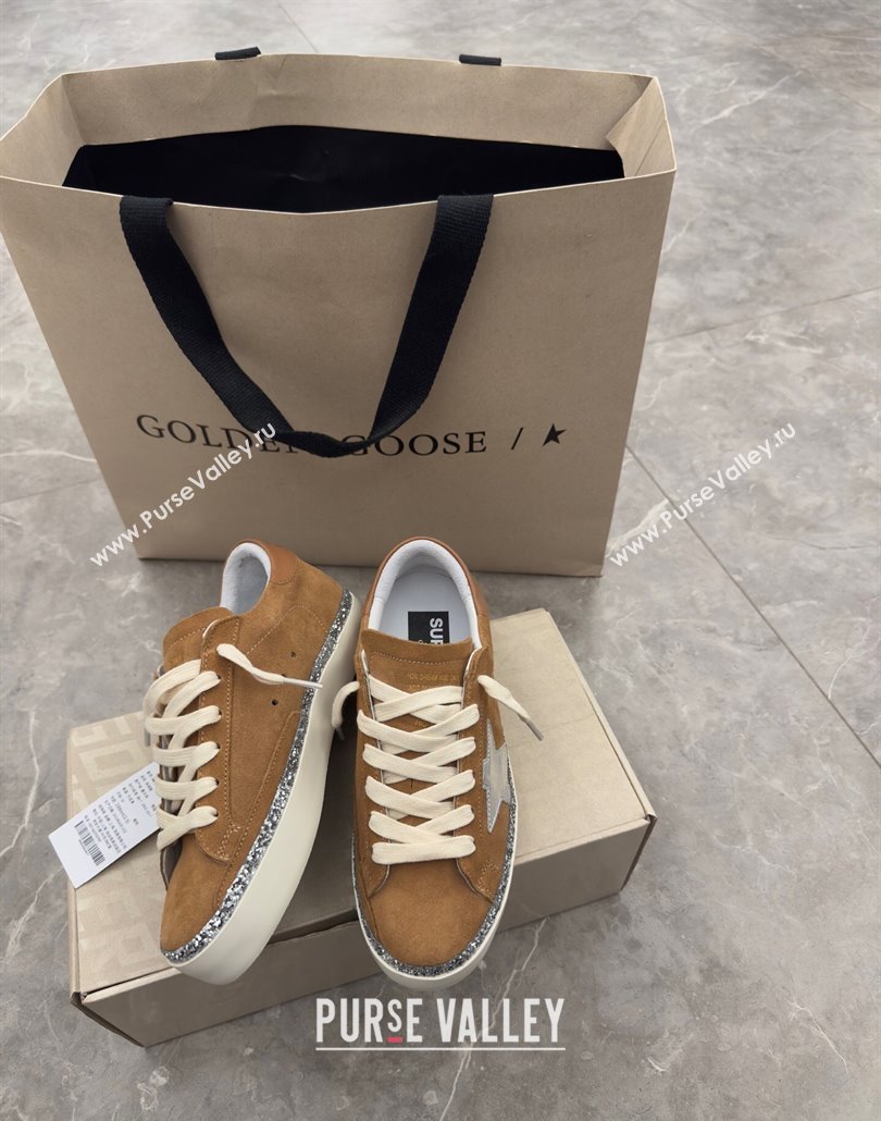 Golden Goose Womens Hi Star Sneakers in brown suede with silver leather star and leather heel tab 2025 0429 (MD-250429055)