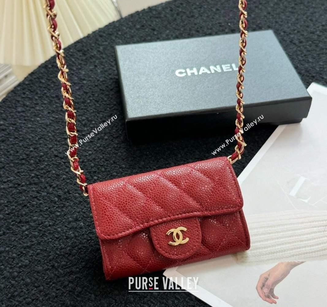 Chanel Grained Calfskin Clutch with Chain Mini Bag Red 2024 0617 (HY-240617136)