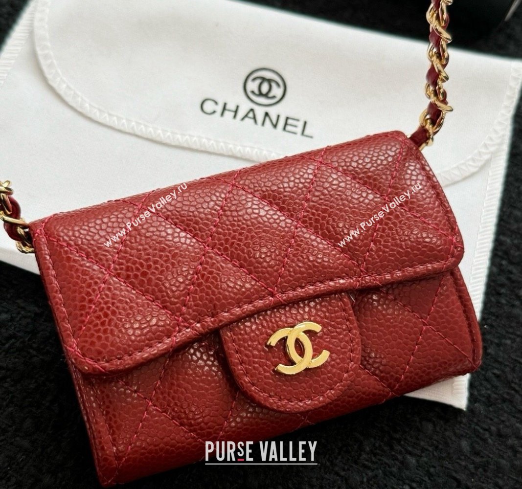 Chanel Grained Calfskin Clutch with Chain Mini Bag Red 2024 0617 (HY-240617136)