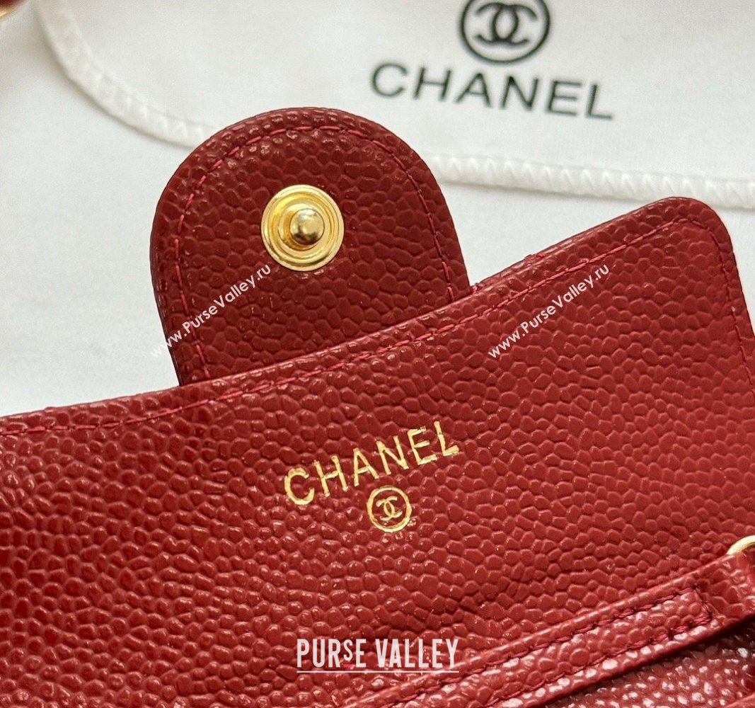 Chanel Grained Calfskin Clutch with Chain Mini Bag Red 2024 0617 (HY-240617136)