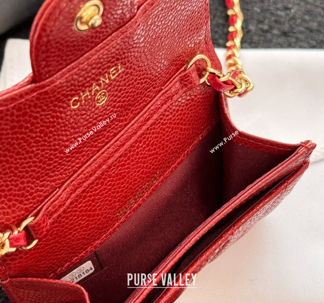 Chanel Grained Calfskin Clutch with Chain Mini Bag Red 2024 0617 (HY-240617136)